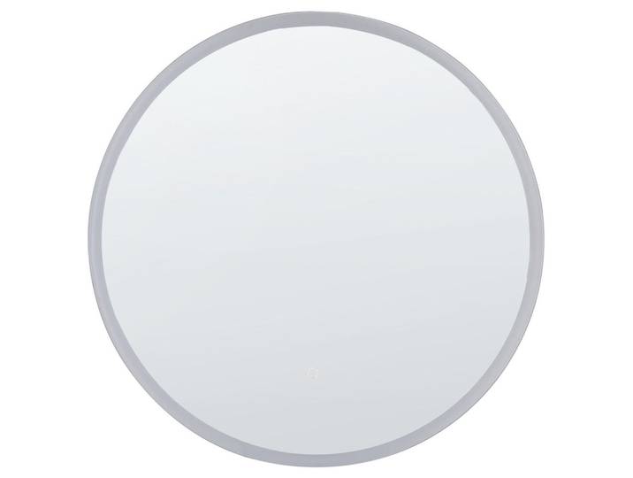 Beliani Badspiegel mit LED-Beleuchtung rund 79 cm Deauville, Silberfarben, Glas, Rund, 79x79x4 cm, Badezimmer, Badezimmerspiegel, Badspiegel