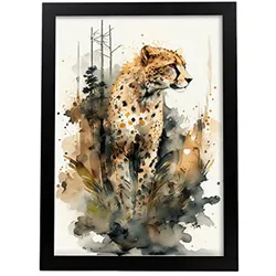 POSTER Gepard 2 Im Aquarell Stil. A3 Rahmenlos