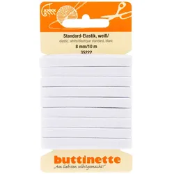 buttinette Gummiband "Standard-Elastik", weiß, Breite: 8 mm, Länge: 10 m
