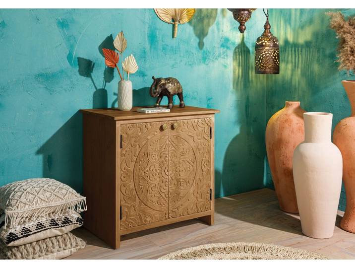 Kommode Mango 80x48x78 natur lackiert KASHMIR #108