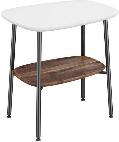 VitrA Plural Beistelltisch 64064 56,5 x 41,5 x 59 cm, Ablage walnuss, freistehend, weiß hochglanz
