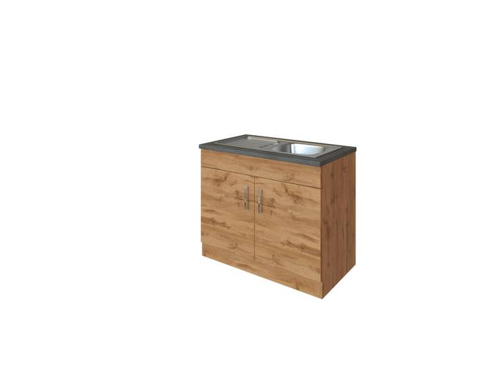 Spülenunterschrank, Braun, 100x86x60 cm, Metall, Einzeln Stellbar, Modern, Held-Möbel