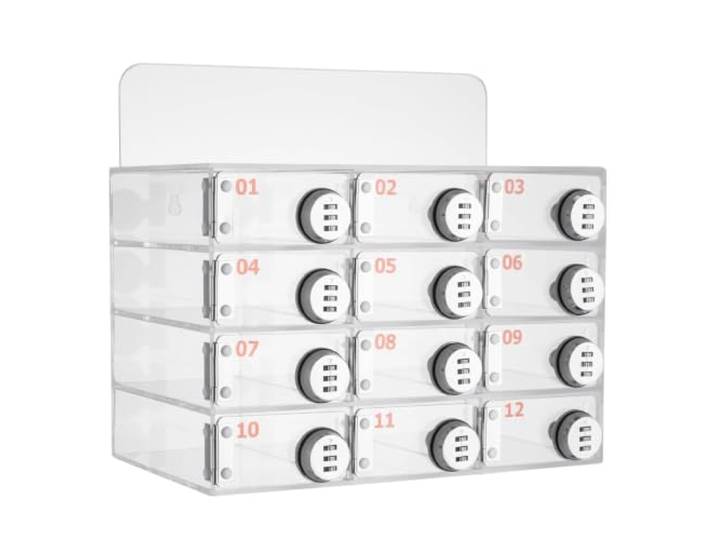 Dtyubfg Handy-Schließfach, Acryl Handy Aufbewahrungsspind - Transparent,mit Türschlössern und Schlüsseln, Wandmontierter Schrank, Taschenbüro, Klassenzimmer, Fitnessstudio, Box