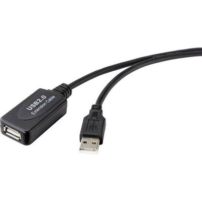 Renkforce USB-Kabel USB 2.0 USB-A Stecker, USB-A Buchse 20.00 m Schwarz Aktiv mit Signalverstärkung RF-4535088