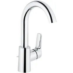 Heinrich Schulte Alpha 320 Waschtischarmatur chrom | Einhebelmischer mit Ablaufgarnitur 1 1/4 Zoll | Armatur für Waschbecken | Designarmatur 150 mm Ausladung | Wasserhahn für Badezimmer