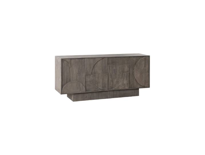 Massives Design Sideboard „Art Deco“ Mangoholz Smoked Grey Invicta Interiors