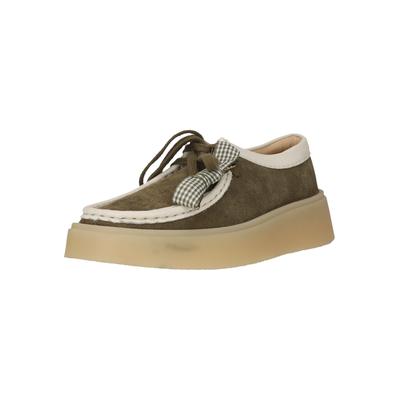 Schnürschuh CLARKS "Torview", Damen, Gr. 35,5, braun (olivgrün), Leder, Schuhe Schnürschuh, mit weicher Dämpfung