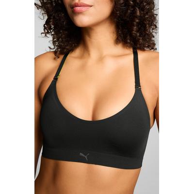 Sport-Bustier PUMA "PUMA WOMEN 3D KNIT SPORT TRIANGLE TOP 1P", Damen, Gr. XS, N-Gr, schwarz, Feinstrick, Obermaterial: 89% Polyamid, 11% Elasthan, BHs, wendbare und verstellbare Träger für einen personalisierten Look