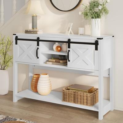 Royalcraft "46"" Console Table with Sliding Barn Door"