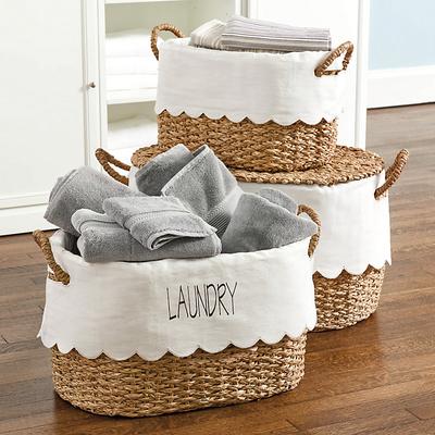 Set of 3 Bunny Williams Nesting Baskets with Scalloped Liner - Ballard Designs