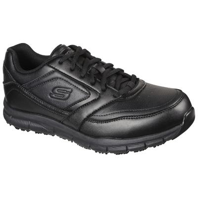 Berufsschuh SKECHERS "NAMPA" Gr. 43, schwarz, 43, Lederimitat, Schuhe, Schnürschuh für Gastronomie mit rutschfhemmender Laufsohle