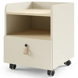 NACHTTISCH Sorella auf Rollen, mit Schublade, für Jugendzimmer, Macadamia + Eiche Mavelie