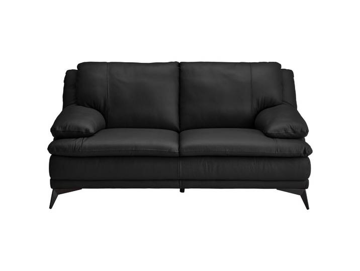 Novel 2-Sitzer-Sofa, Schwarz, Metall, Echtleder, Rindleder, 178x92x98 cm, Wohnzimmer, Sofas & Couches, Ledersofas