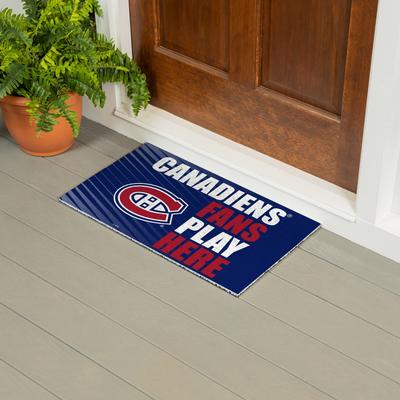 Evergreen "28 in. x 16 in. Montreal Canadiens ""Fans Play Here"" PVC Door Mat"