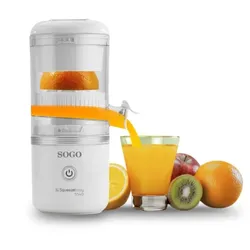 Sogo USB‐Zitruspresse Wiederaufladbar, Auto‐Lift, Anti‐Fruchtfleisch‐Filter – Schnelle, Saubere und Bequeme Saftgewinnung