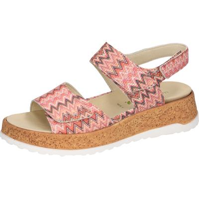 Plateausandale WALDLÄUFER "H-LIBBY", Damen, Gr. 5, Leder, rosa (melone kombiniert), Nappaleder, gemustert, Schuhe, Sommerschuh, Sandalette, Bequemschuh mit Klettverschlüsse, H-Weite