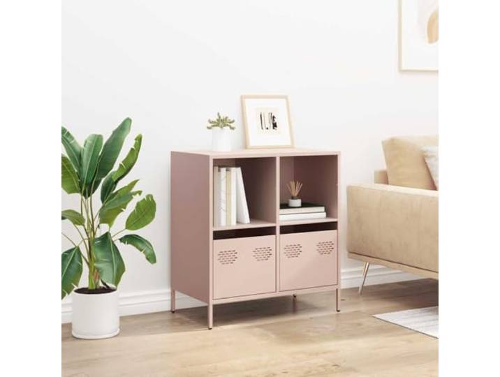KTHLBRH Sideboard Rosa 68 x 39 x 73,5 cm kaltgewalzter Stahl 2 Schubladen, 2 Einlegeböden, einfache Reinigung, für Wohnzimmer Schlafzimmer Flur