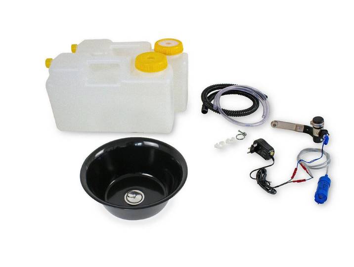 ad-ideen Waschbecken 230V Miniküche Campingküche Bausatz Rundspüle 28cm Dunkel Garten NEU