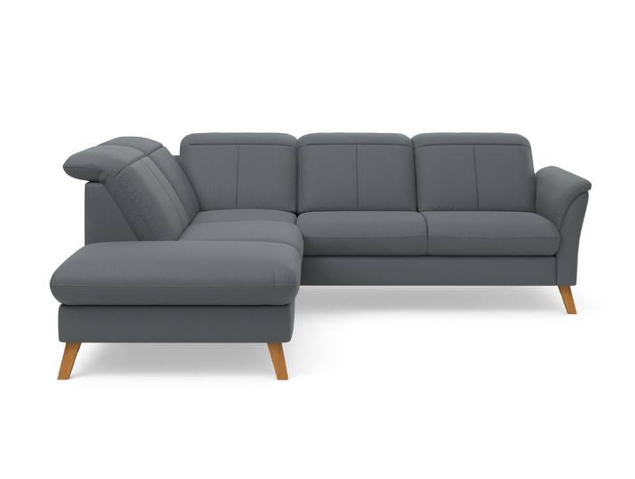Ecksofa, Dunkelgrau, 250x220 cm, 100% Polyester, Mit Bettfunktion, Modern, sit&more