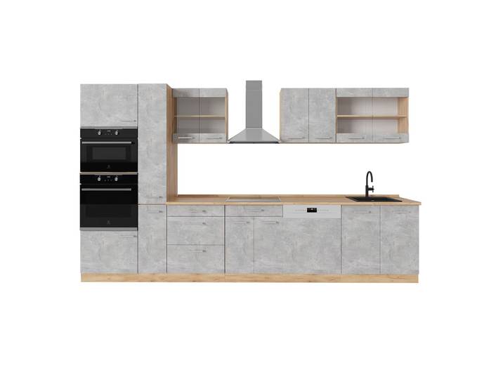 Cuisine complète , pt chêne béton/force dor chêne 350x206.8cm