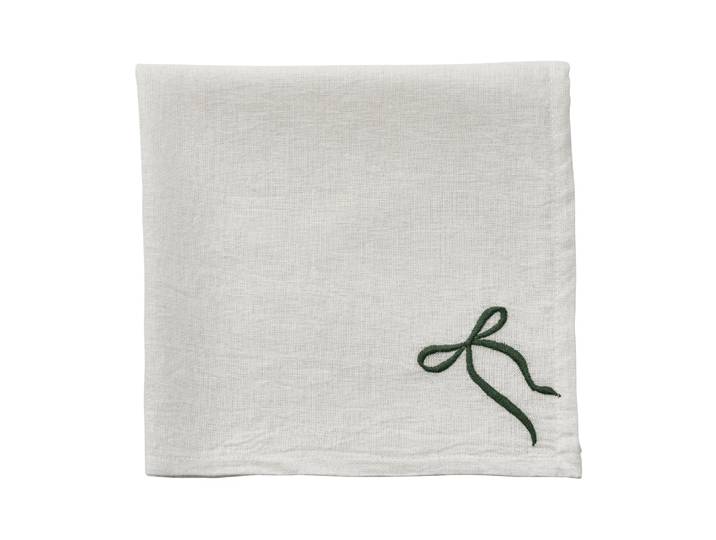 Lene Bjerre Serviette en tissu Fiola Blanc-vert, 45x45 cm