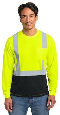 CornerStone CS207 ANSI 107 Class 2 Long Sleeve Mesh Blocked Top in Safety Yellow/Black size XL   Polyester
