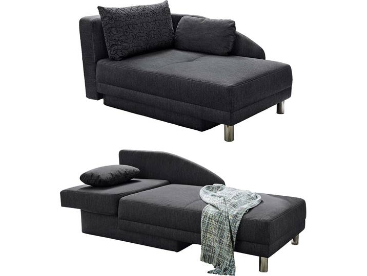 Récamiere-Schlafsofa Federkern Couch Liege Gästebett mit Bettkasten in Anthrazit / 15121