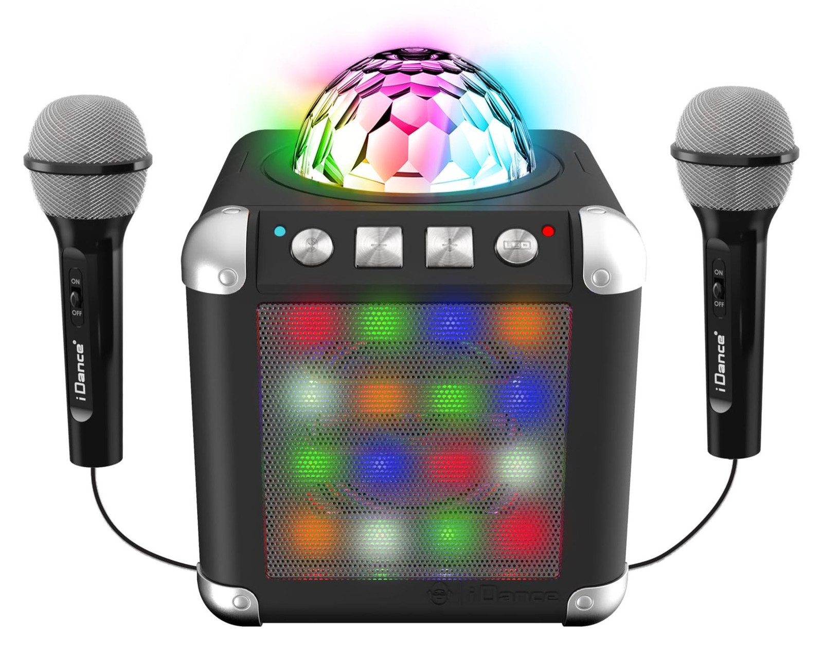 Selius Karaoke Set met Versterker, Discobal, 2 Microfoons en Draadloze Luidsprekers