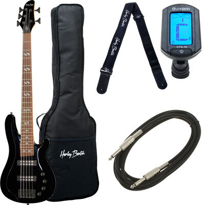 Harley Benton B-550 Black Progressive Bundle Schwarz Hochglanz
