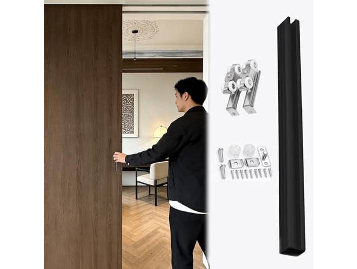 Schiebetürschiene, Schrank-Schiebetürschiene, Aluminium-Schiebetürschiene und Hardware-Kit, gleitet sanft, Ersatz for Schranktürschiene