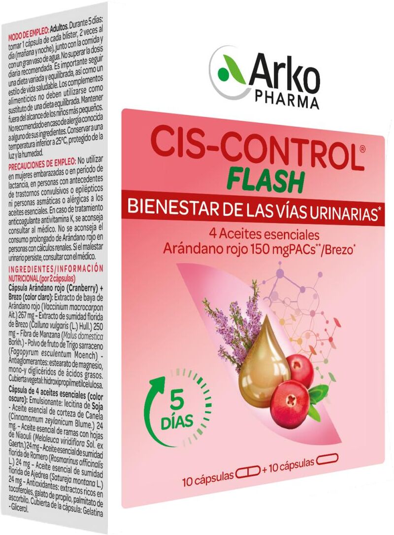 Arkopharma 20 Cápsulas Ciscontrol Cranberola Flash .