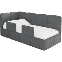EINZELLBETT Jugendbett mit Bettkasten, Rechts - KIVY 80x200 Dunkelgrau