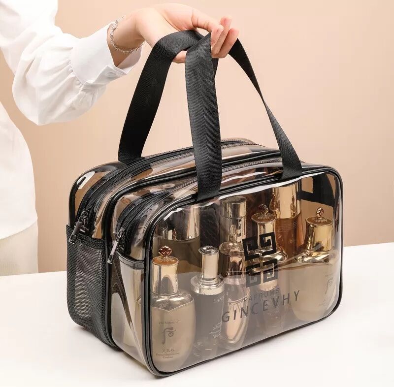 INF Doppellagige, tragbare Kulturbeutel mit Trocken- und Nassfächern – Wasserdichte Reise-Make-up-Tasche