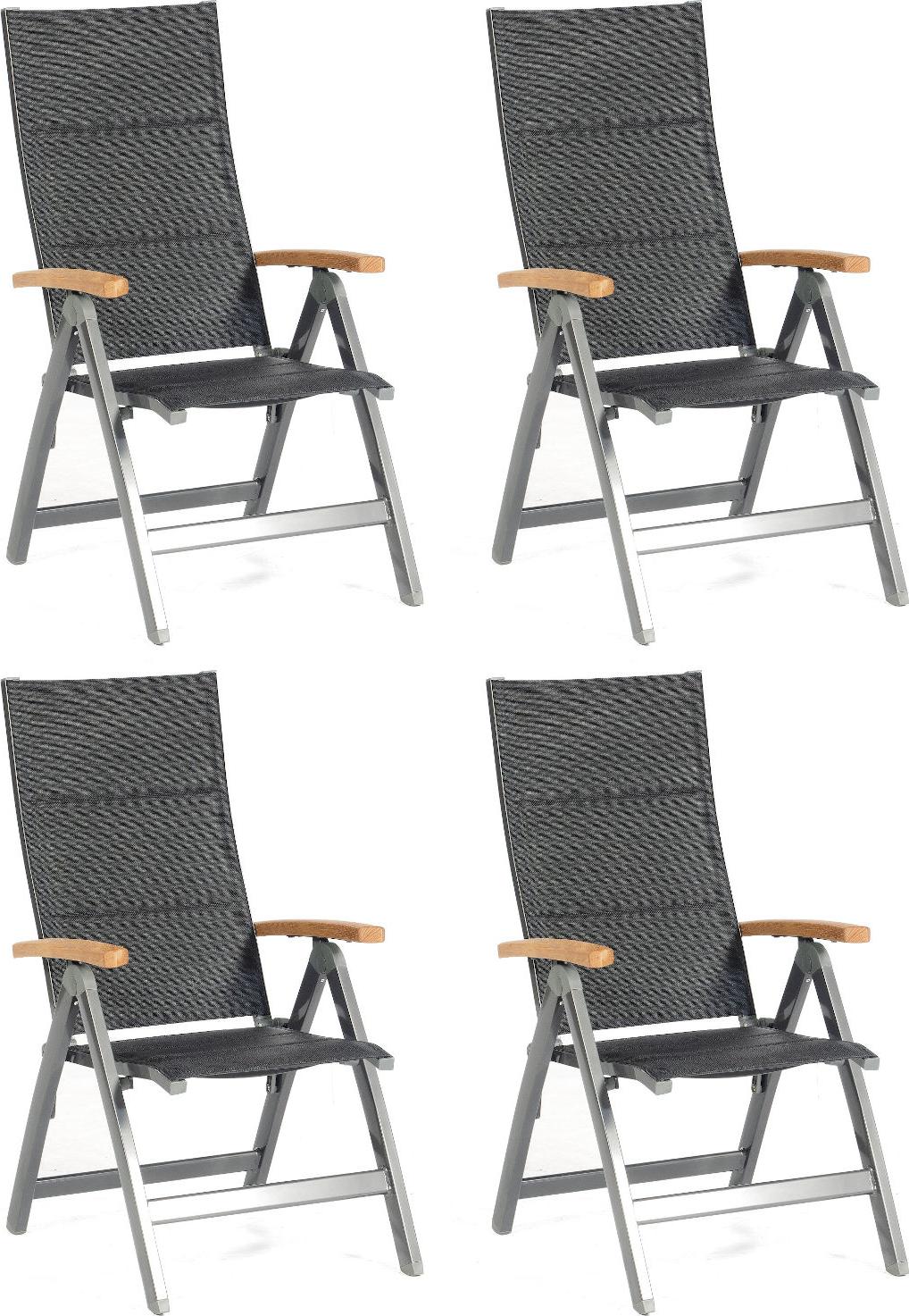 Sonnenpartner 4er-Set Klappsessel Sierra Aluminium mit Textilen anthrazit Klapp-Sessel Klappstuhl