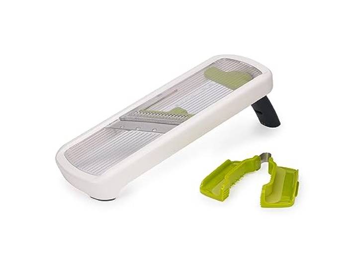 Joseph Joseph Multi-Grip Keuken Mandoline, Groentesnijder, Dikte van 3 Plakjes en 2 Julienne, met Precisiehandvat, Wit