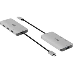Club 3D Usb-Hub (USB-C, 4 Ports), Dockingstation + USB Hub, Schwarz, Silber