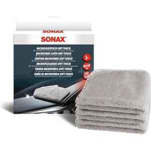 Sonax Poliertuch 04510000, MicrofaserTuch soft touch, 40x40 cm, aus Mikrofaser, für Lack, Leder und Kunststoff, 3 Stück