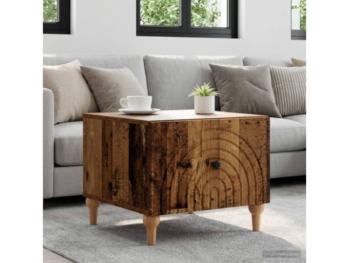 TEKGHUT Couchtisch mit Schubladen aus Holzwerkstoff 49 x 50 x 40 cm Vintage Stauraum, pflegeleichte Oberfläche, Retro-Stil, konische Beine, vielseitig