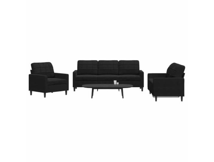 HEFZGDB 3-TLG. Sofagarnitur mit Kissen Schwarz Samt Modernes Metallgestell Wohnzimmer Sitzgruppe Polsterung Komfort