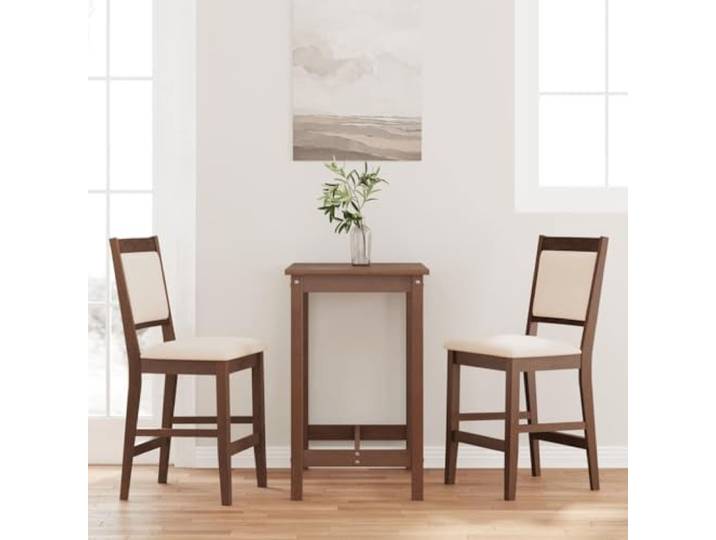 VIHHQGC Barhocker mit Kissen 2 STK. Braun Massivholz Gummibaum Gummibaum-Massivholz, stoßfest, langlebig, ergonomische Rückenlehne, Kissen inklusive, Esszimmer, Wohnzimmer
