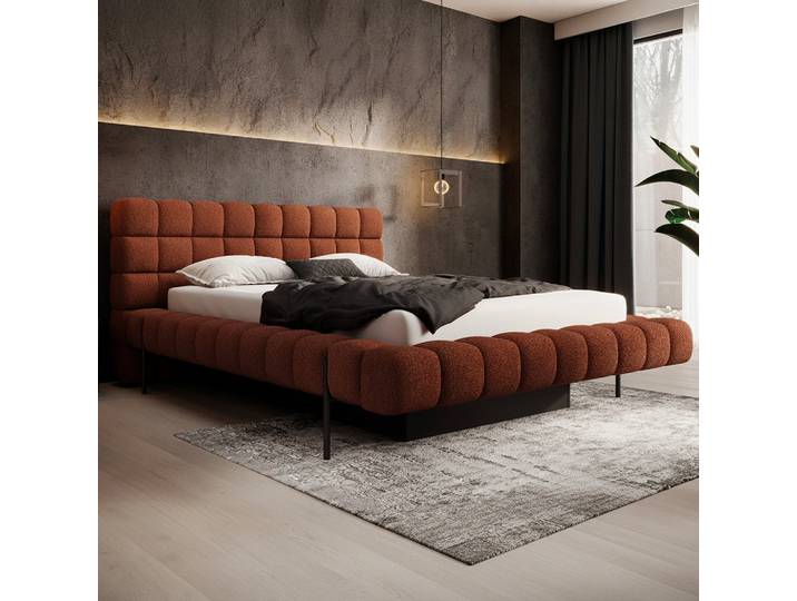 Lit coffre 160x200 sommier inclus Ezio Brique