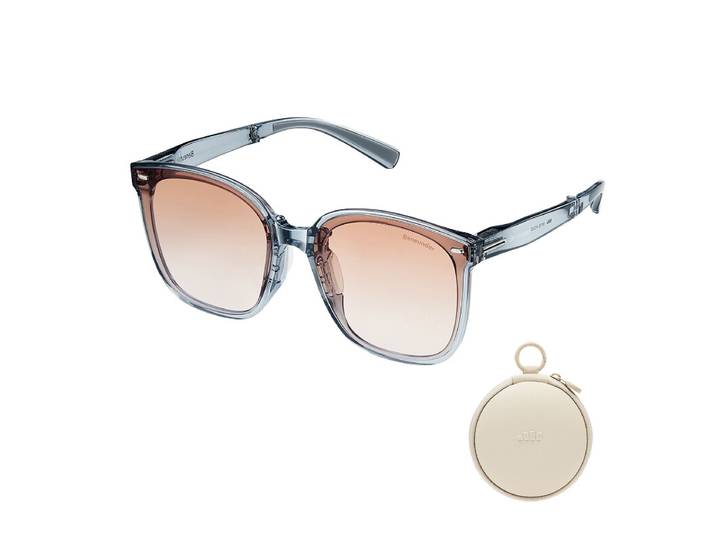 Beneunder FD421 lunettes de soleil pliables à grande monture UV400 verres antireflets monture légère couleur blush adaptées à la conduite et aux voyages gris clair