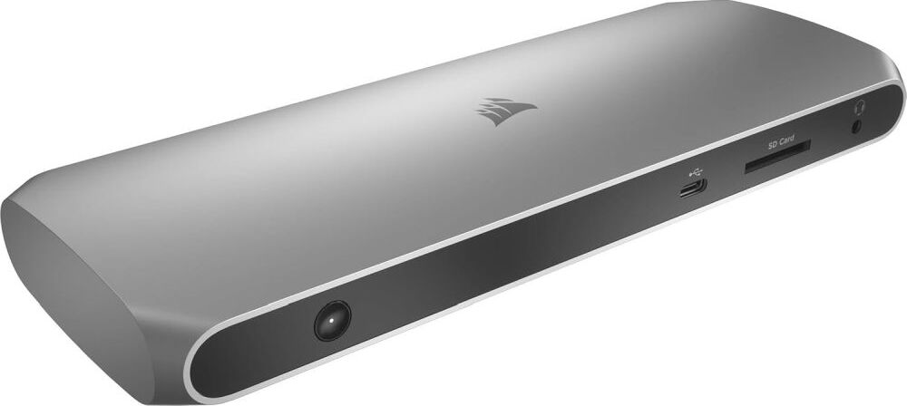 Corsair TBT100, Thunderbolt 3, DisplayPort, RJ-45, Thunderbolt 3, USB 3.2 Gen 1 (3.1 Gen 1) Type-A, USB 3.2 Gen 1 (3.1 Gen 1)..., Kensington, SD, 40000 Mbit/s, Schwarz, Silber