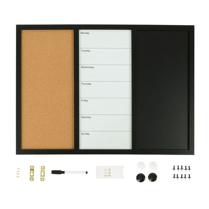 Relaxdays Combibord 3-in-1 Whiteboard, Meerkleurig, B: 70 cm, H: 50 cm