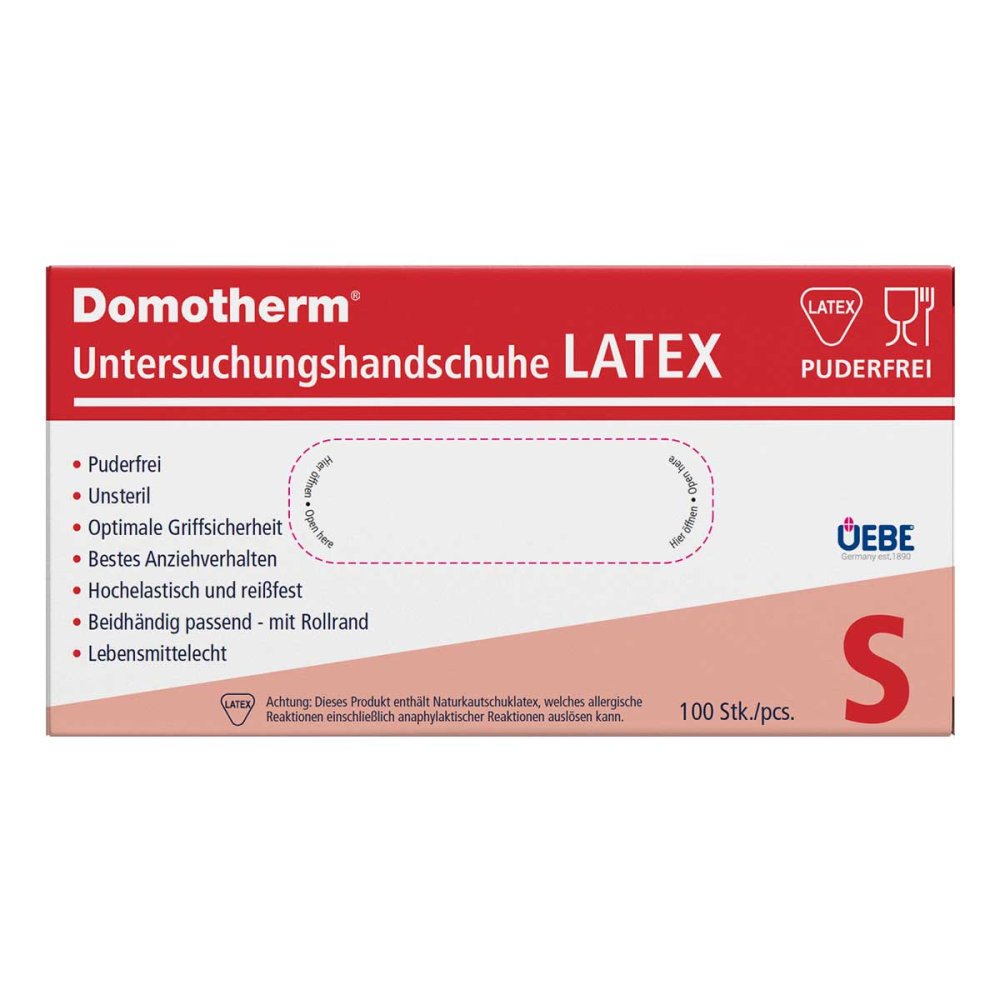 Uebe Medical GmbH Domotherm Untersuchungshandschuhe Latex Unsteril Puderfrei S Bla 17247667