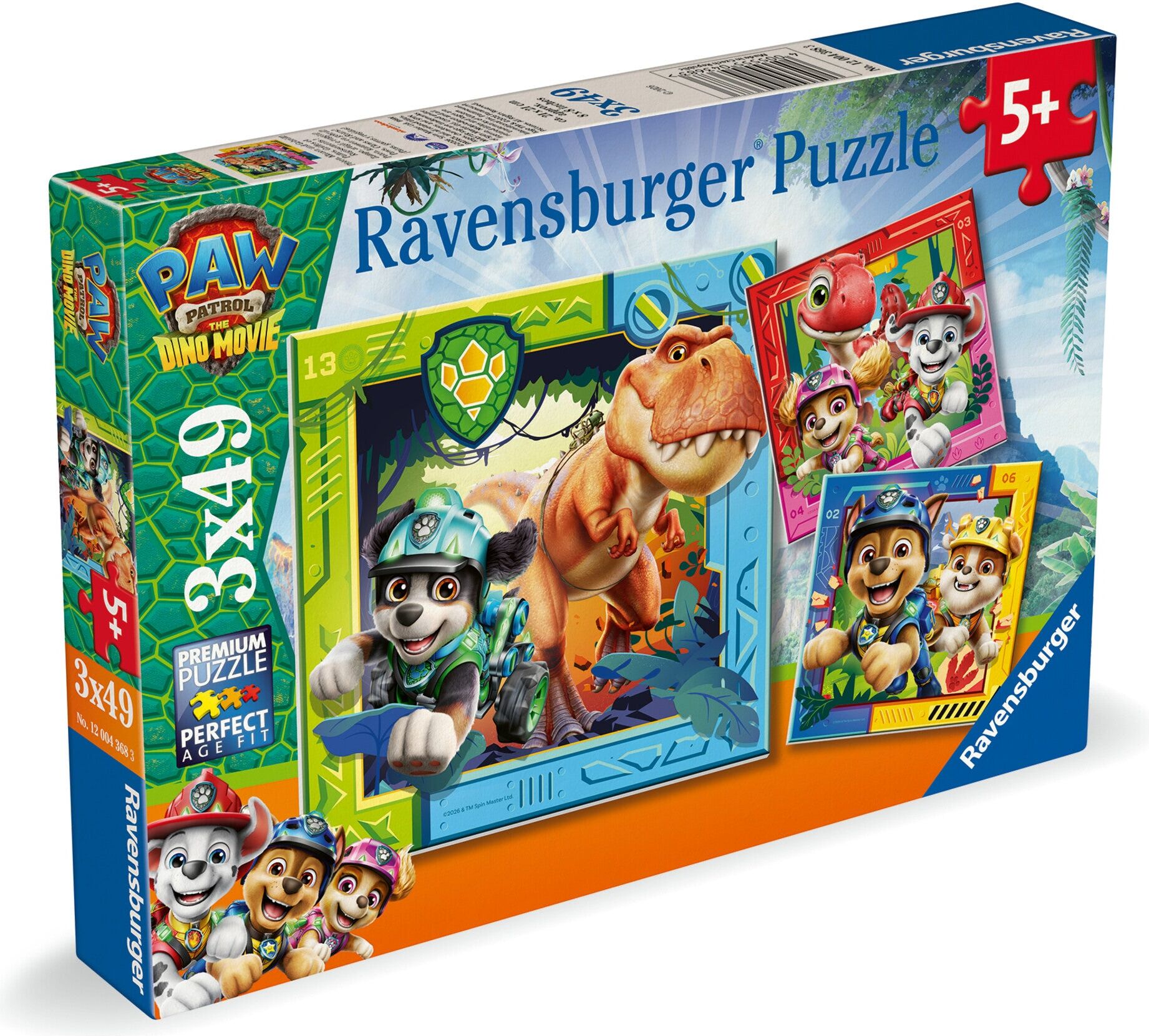 Ravensburger PAW Patrol Dino Movie 3 x 49-Piece Jigsaw Puzzles for Kids, Ages 5+