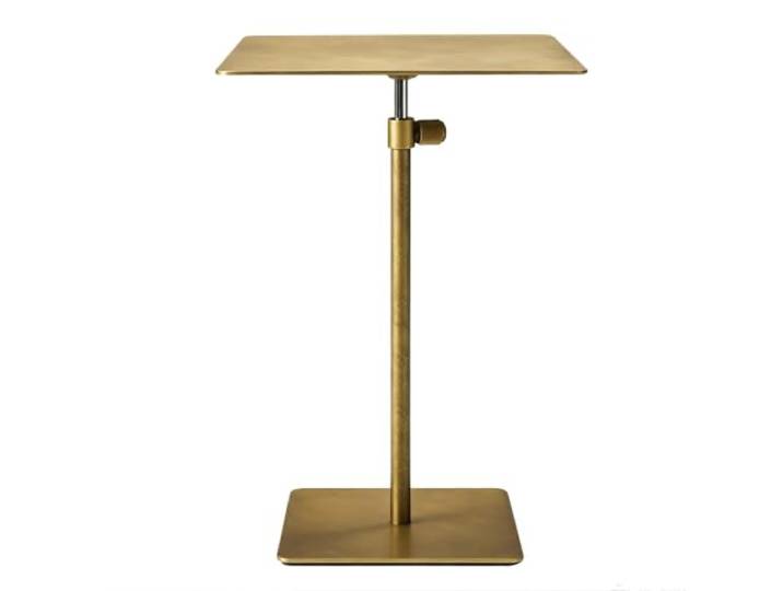 Verstellbarer Esstisch, Bartisch, kleiner Pub-Bistrotisch aus Edelstahl Sofa-Beistelltisch, Wohnzimmer-Beistelltisch, Küchen-Frühstückstisch für drinnen und draußen(Gold,35cmx35cm)