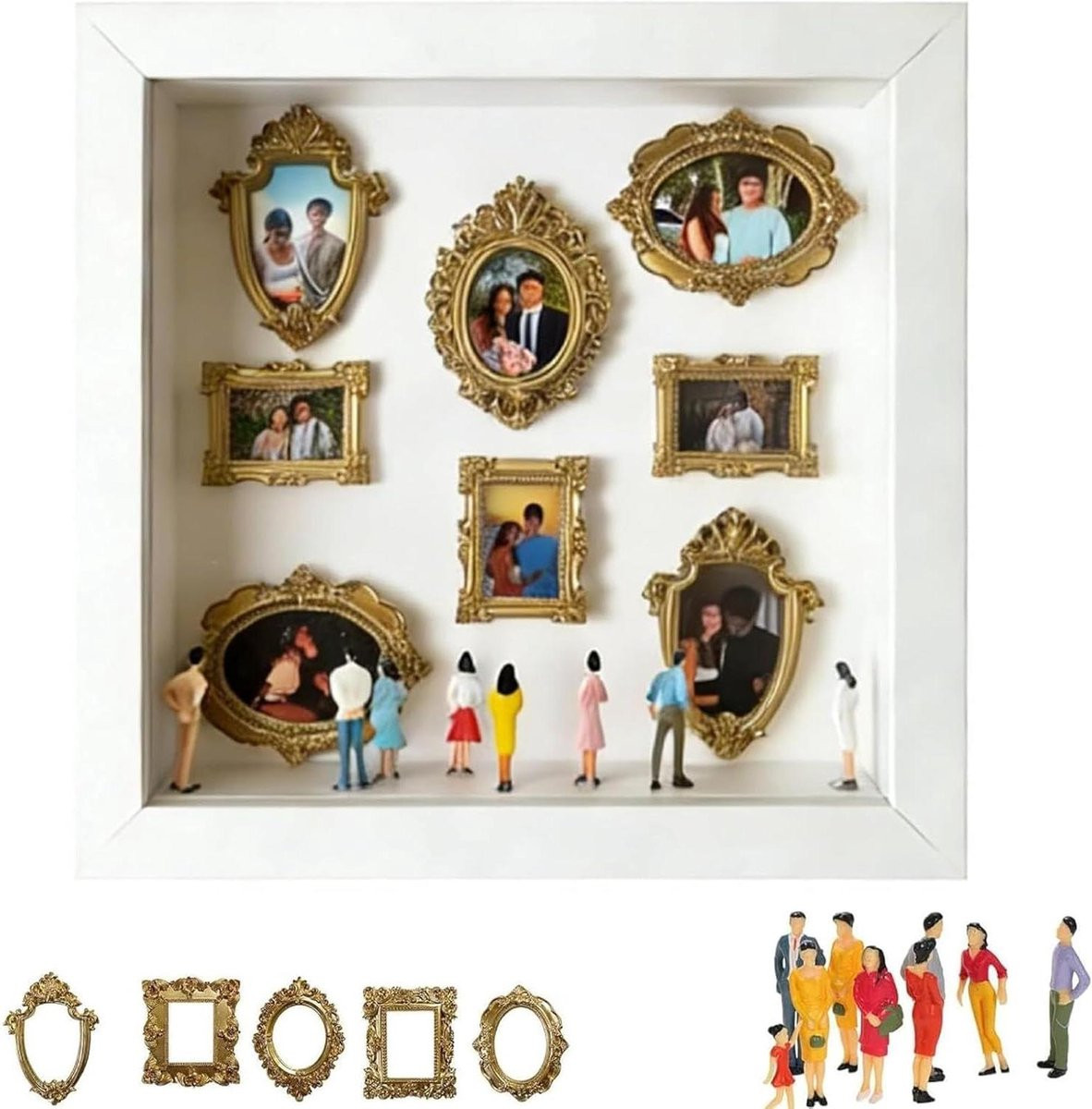 Museum Silhouette Doos - Gepersonaliseerde Herinneringen Display - Wit - 25 x 25 cm
