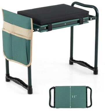 Costway Foldable Garden Kneeler and Seat for Seniors Gardeners-Green
