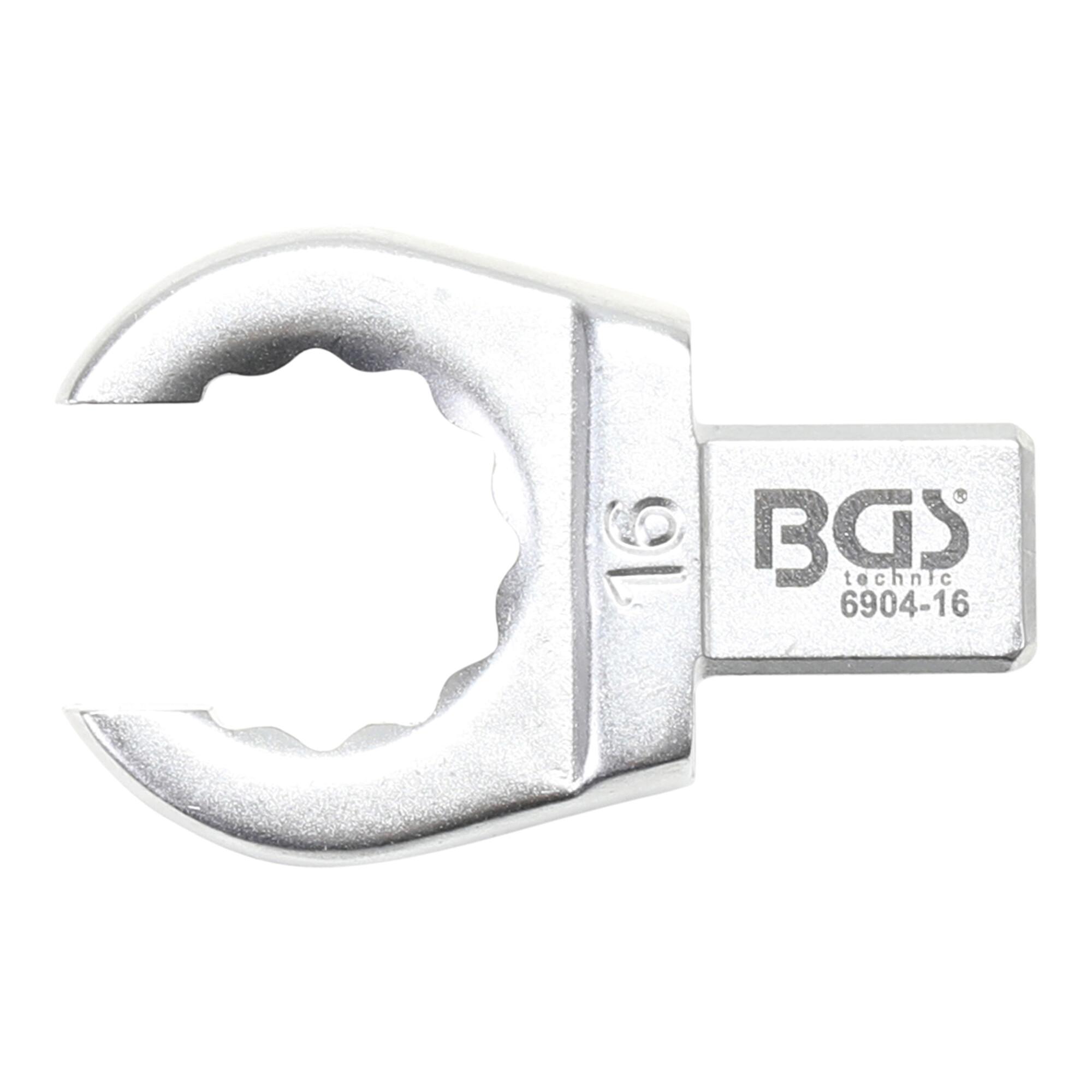 BGS Einsteck-Ringschlüssel 6904-16, offen, 16 mm, Aufnahme 9 x 12 mm ; BGS technic)